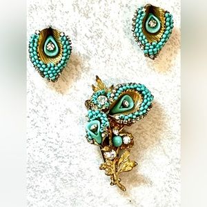 Rare signed Mirium Haskell Brooch and earrings